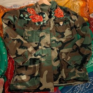 Upcycled leopard army jacket